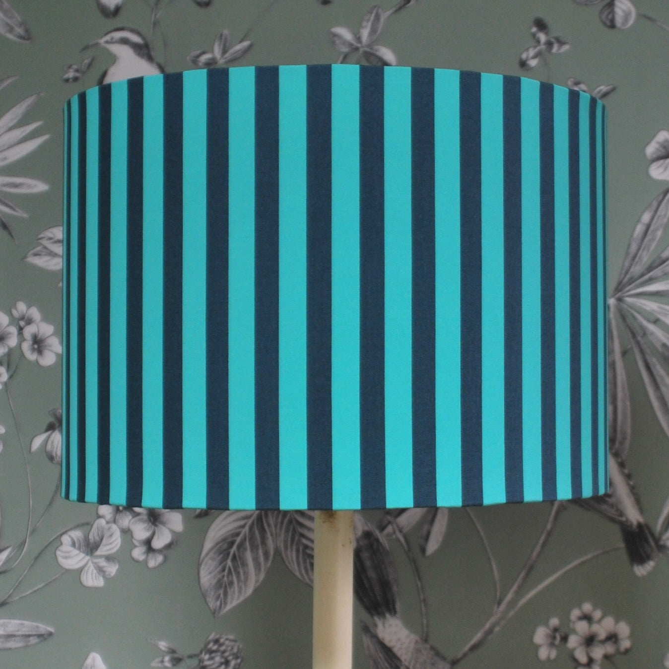 Handmade Tula Pink Spirit Turquoise Striped Lampshade: Table or Ceiling Light