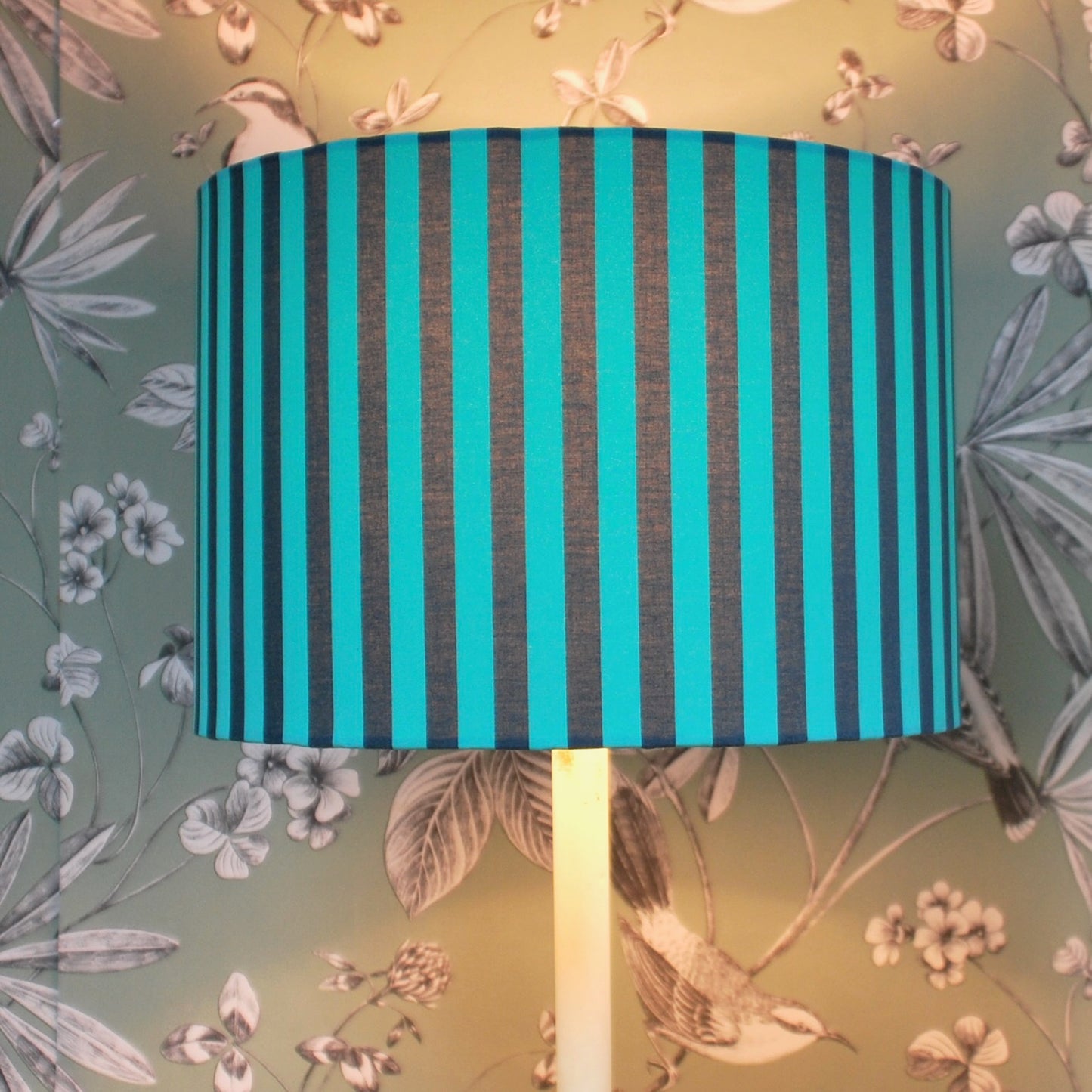 Handmade Tula Pink Spirit Turquoise Striped Lampshade: Table or Ceiling Light