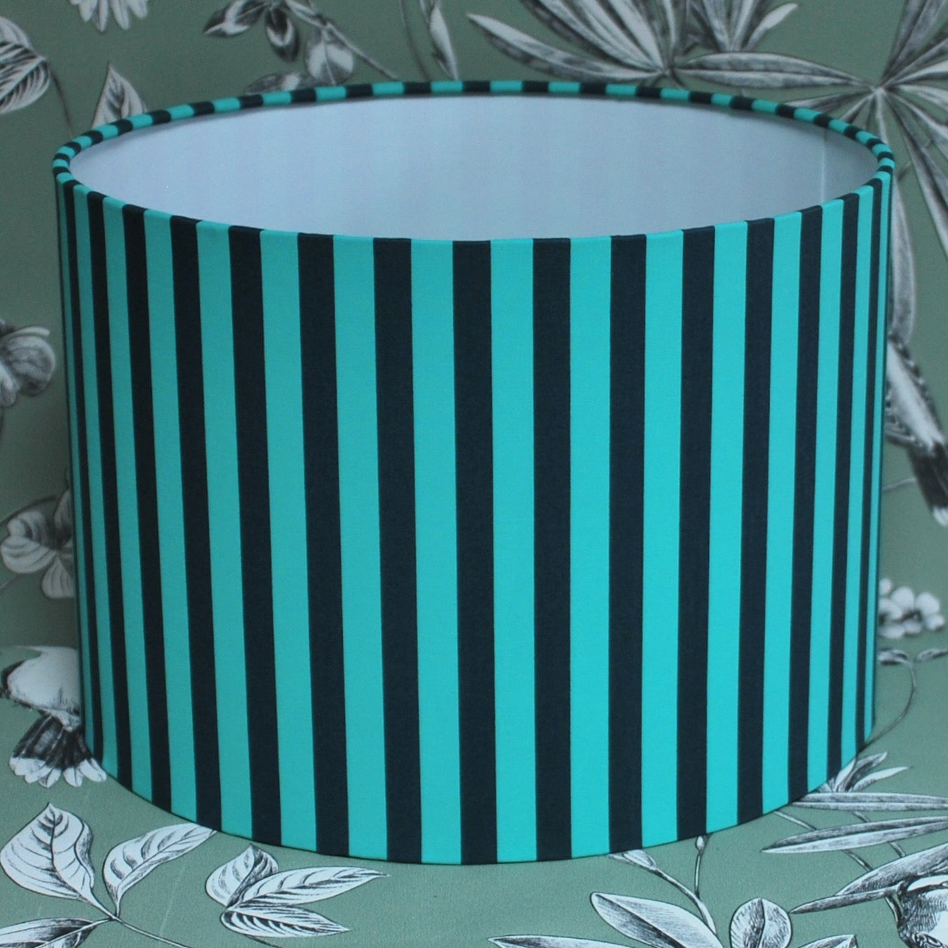 Handmade Tula Pink Spirit Turquoise Striped Lampshade: Table or Ceiling Light