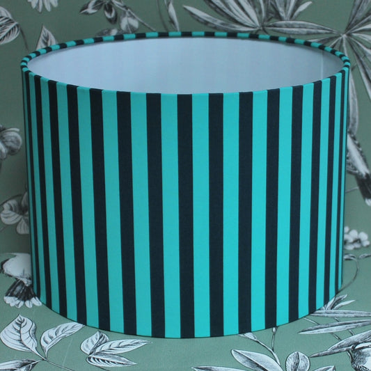 Handmade Tula Pink Spirit Turquoise Striped Lampshade: Table or Ceiling Light