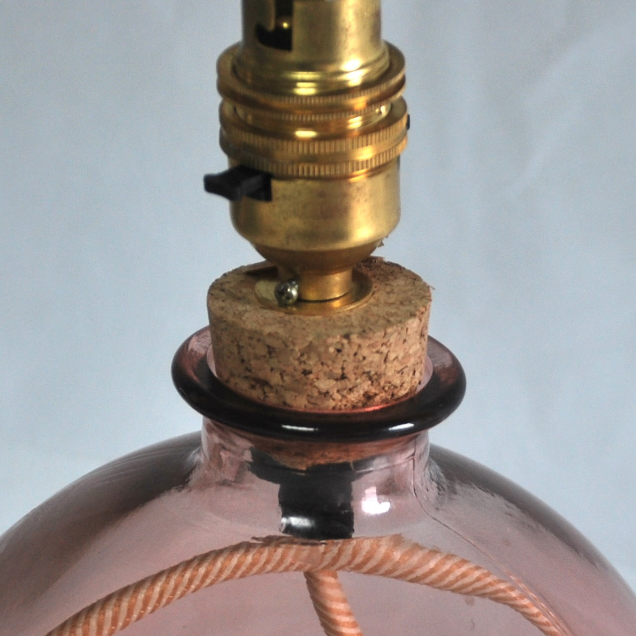 Small Glass Table Lamp, Pink Recycled Glass.