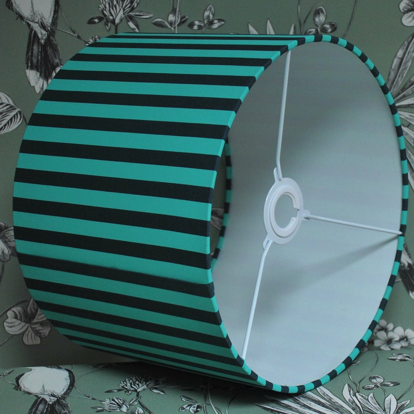 Handmade Tula Pink Spirit Turquoise Striped Lampshade: Table or Ceiling Light