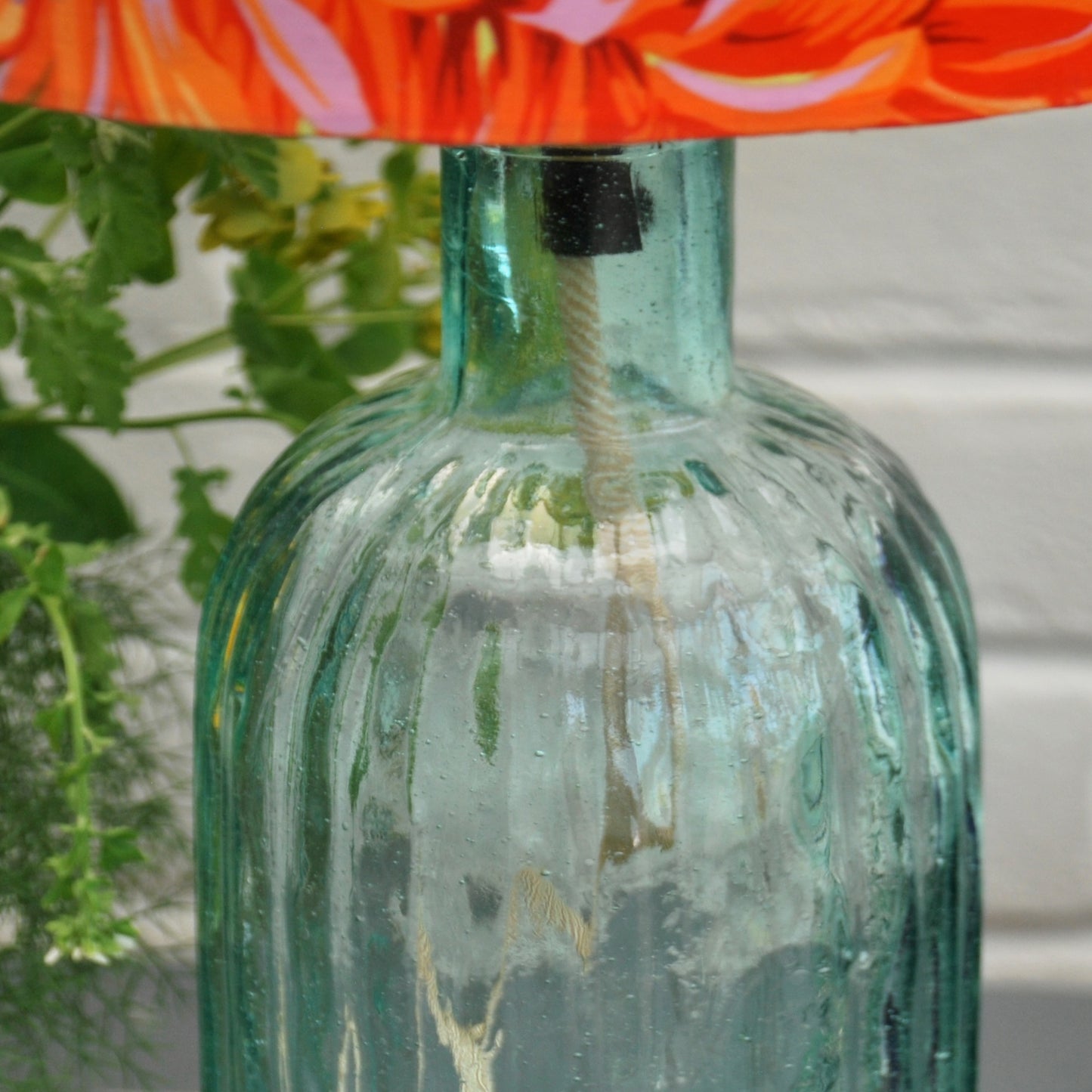 Recycled Glass Bottle Table Lamp, Pale Green, UK/USA Use