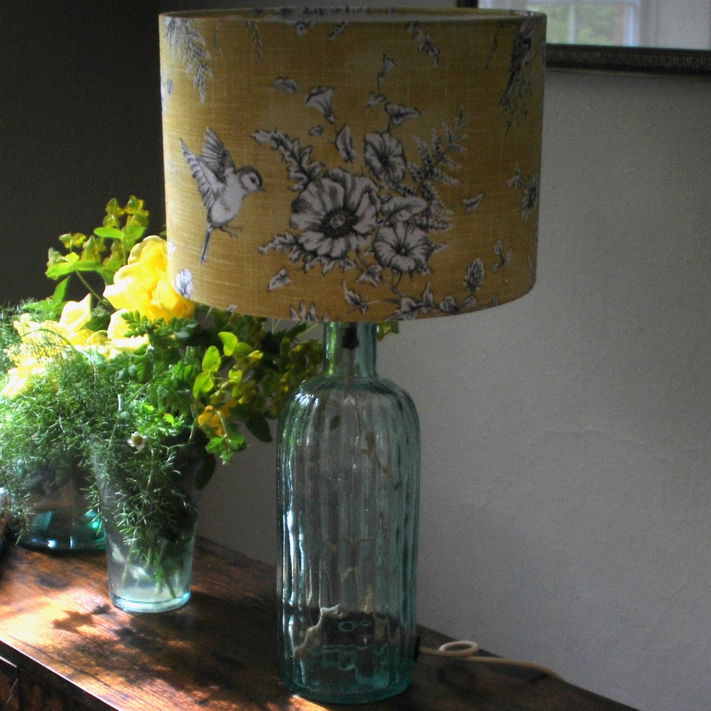 Recycled Glass Bottle Table Lamp, Pale Green, UK/USA Use