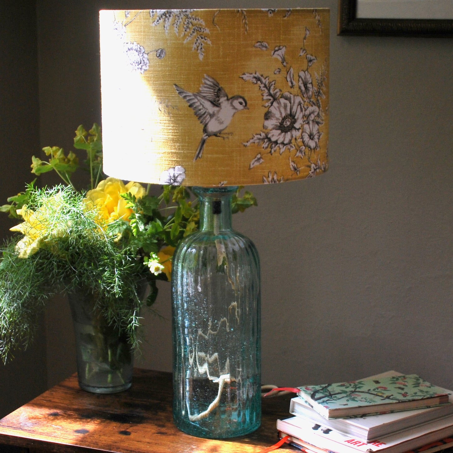 Recycled Glass Bottle Table Lamp, Pale Green, UK/USA Use