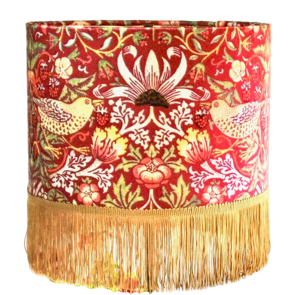 Handmade Velvet Strawberry Thief Lampshade Red