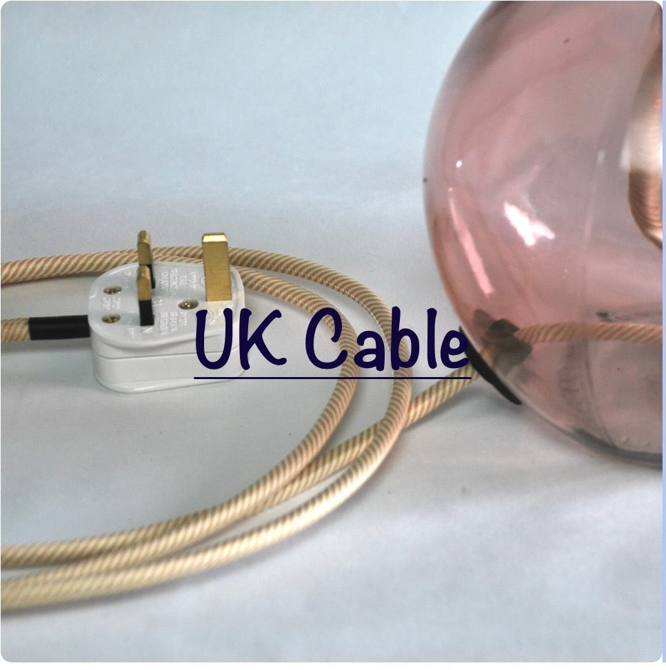 Small Glass Table Lamp, Pink Recycled Glass.