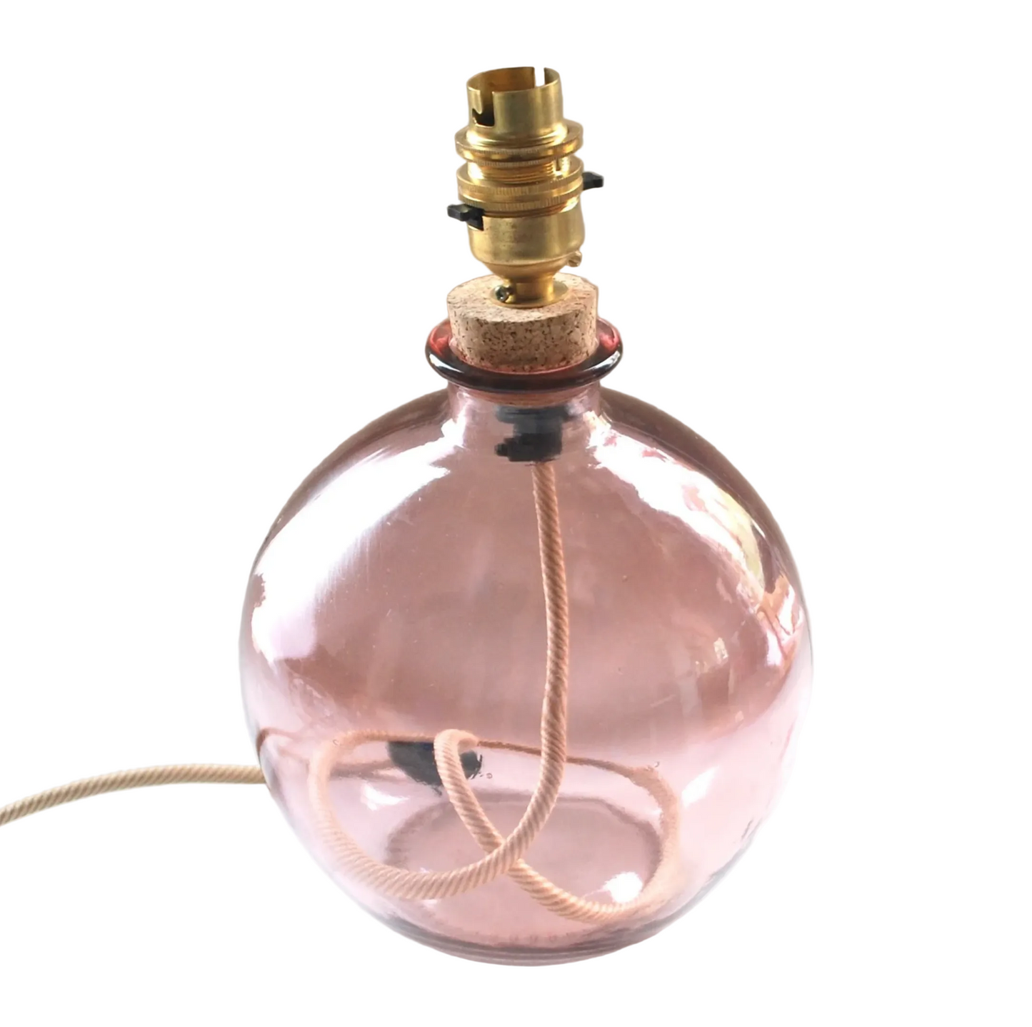 Small Glass Table Lamp, Pink Recycled Glass.