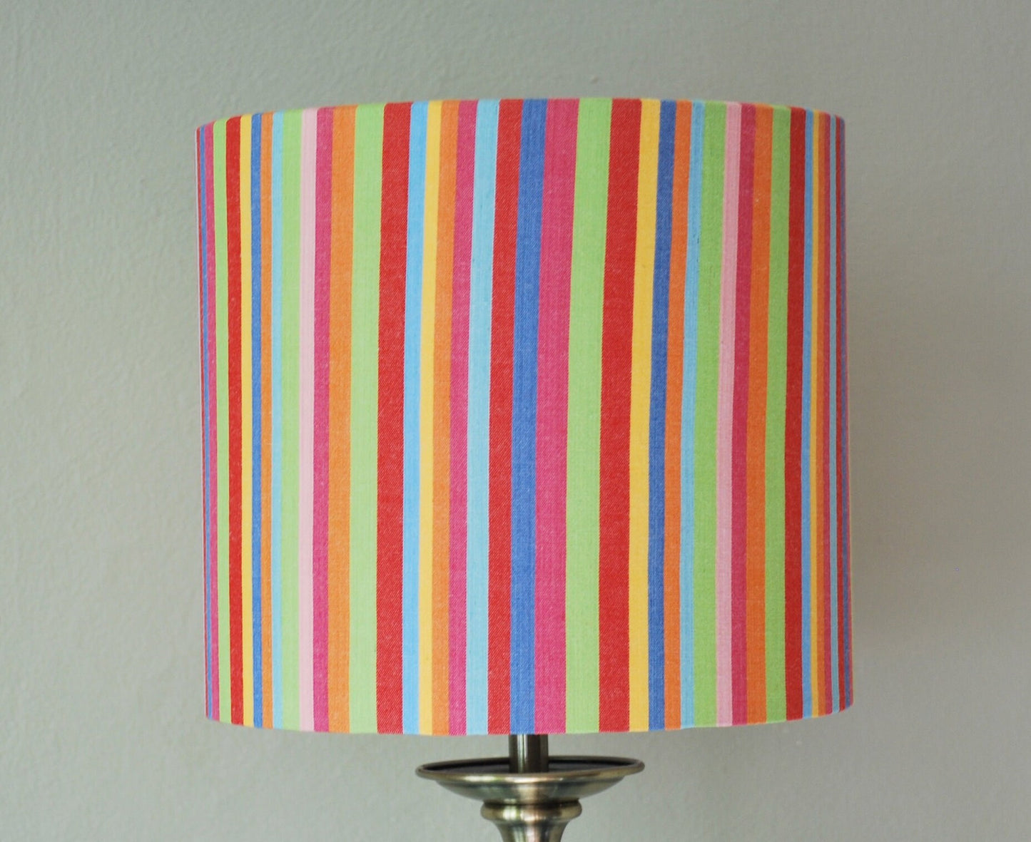 Handmade Striped Lampshade. Rainbow Colours