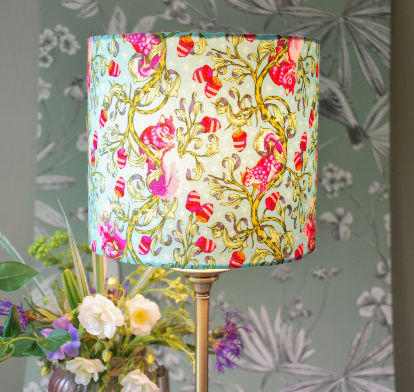 Handmade Squirrels Lampshade. Tula Pink