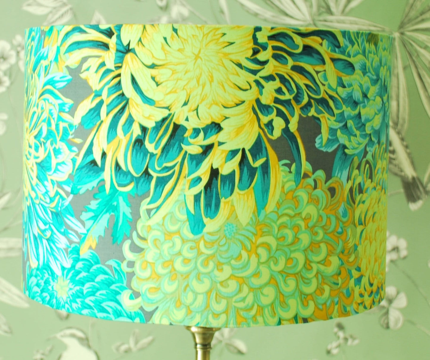 Handmade Floral Lampshade Green Chrysanthemum