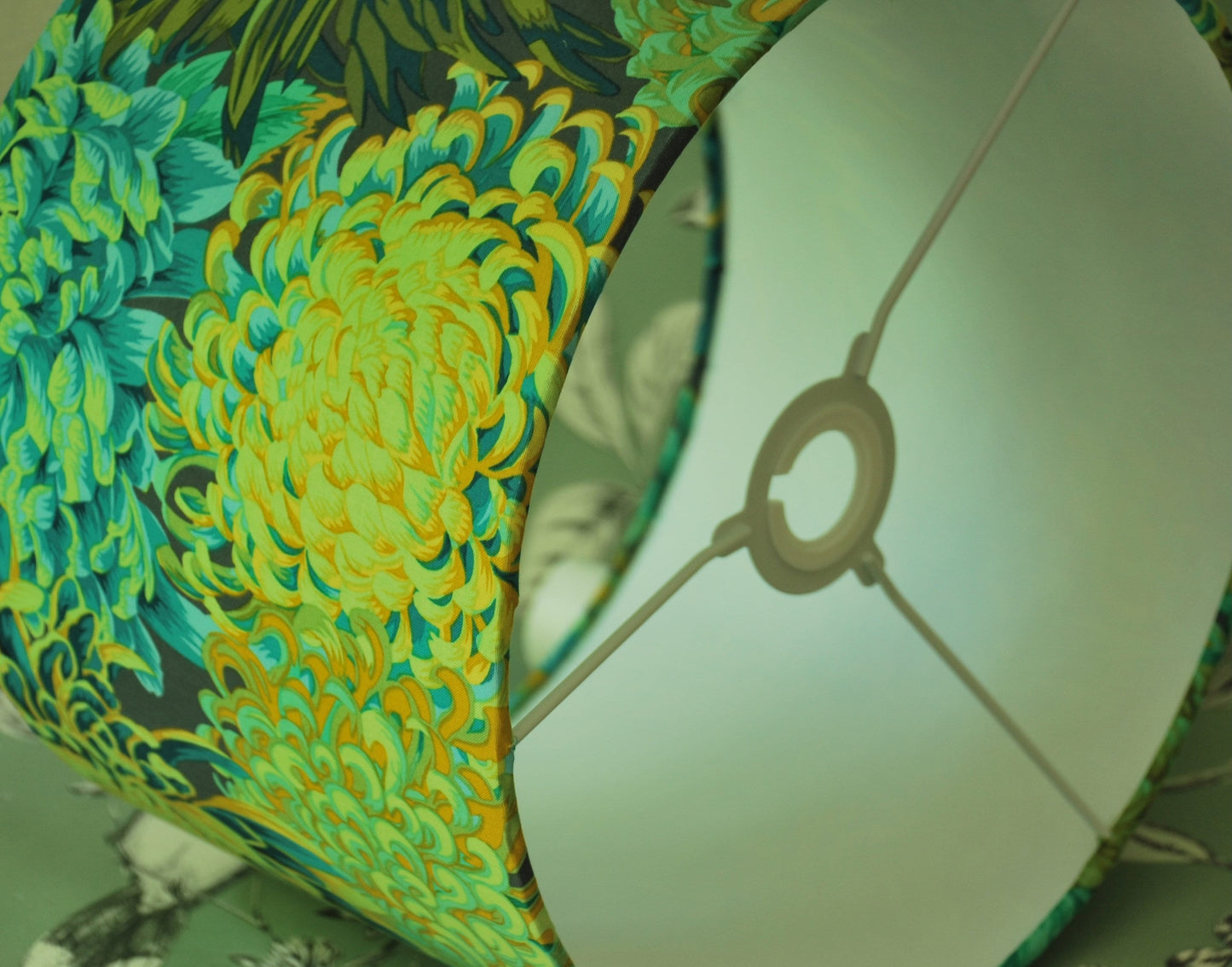 Handmade Floral Lampshade Green Chrysanthemum