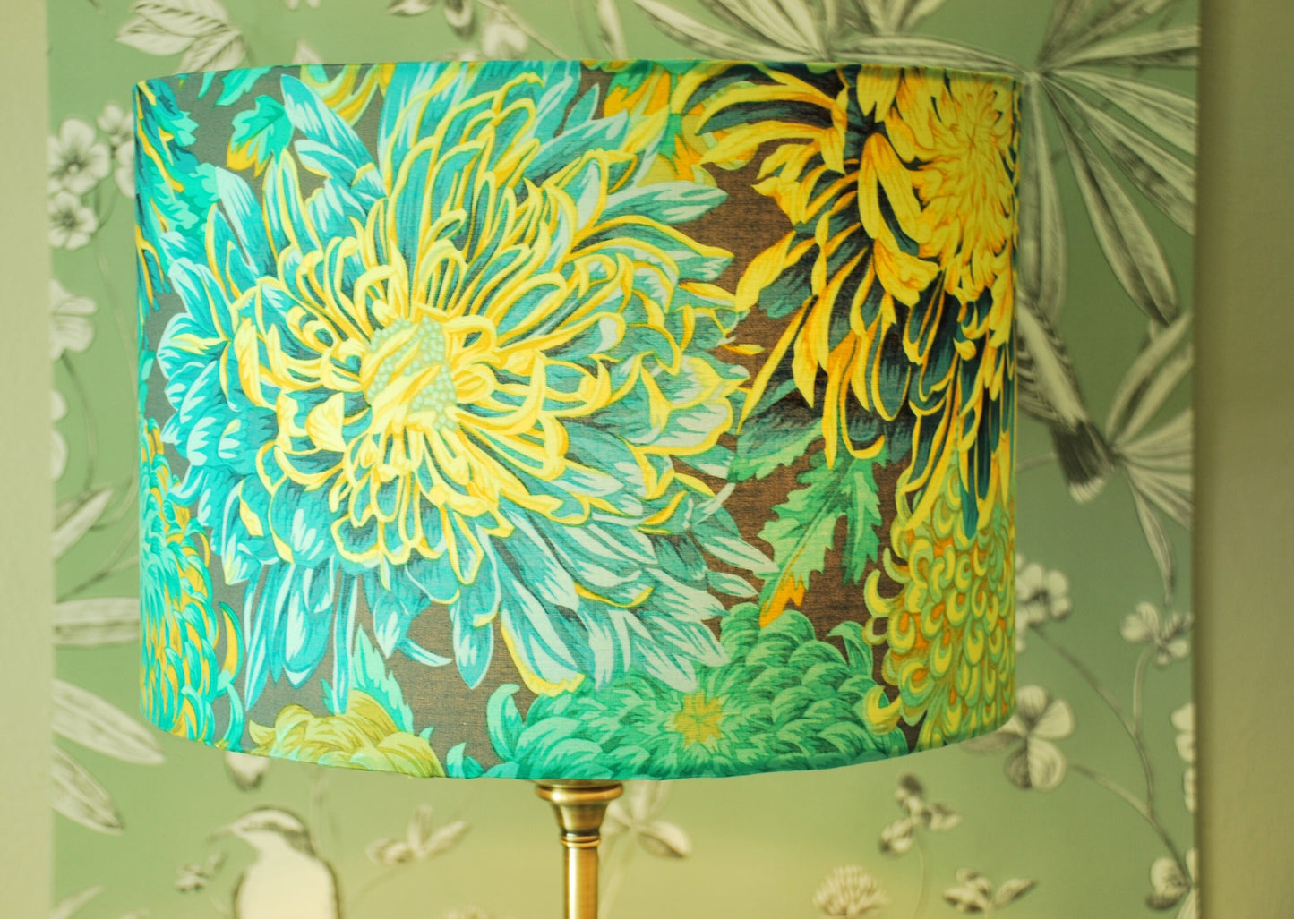 Handmade Floral Lampshade Green Chrysanthemum