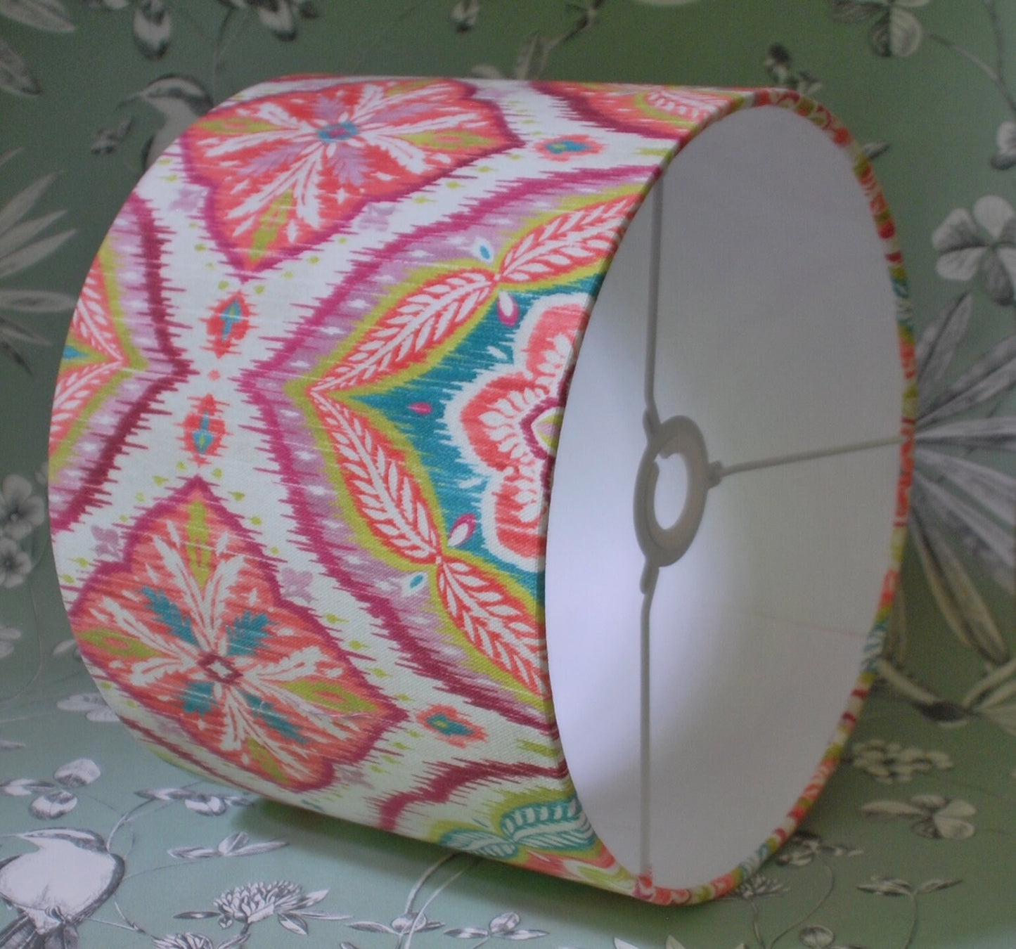 Handmade Ikat Design Lampshade Orange/Pink/Yellow