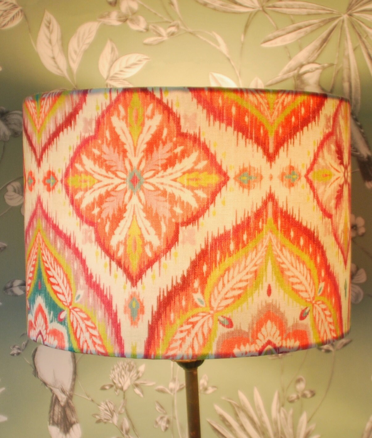 Handmade Ikat Design Lampshade Orange/Pink/Yellow