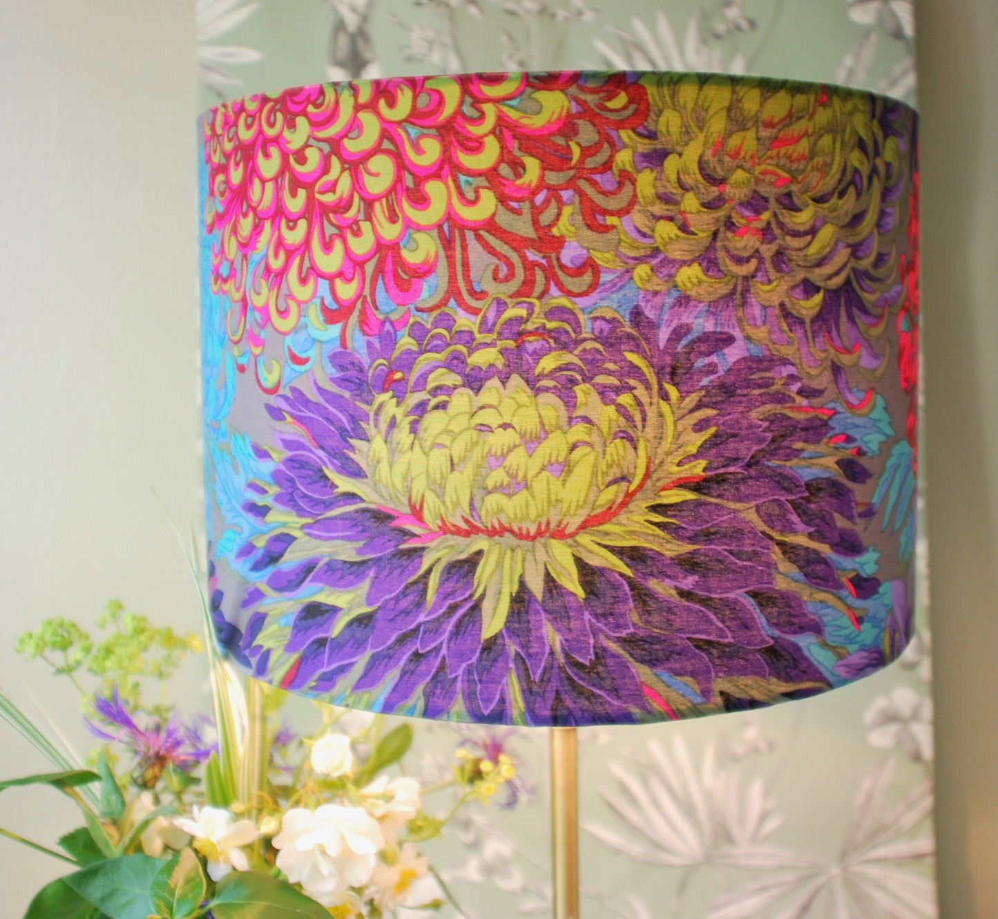 Handmade Antique Japanese Chrysanthemum Lampshade