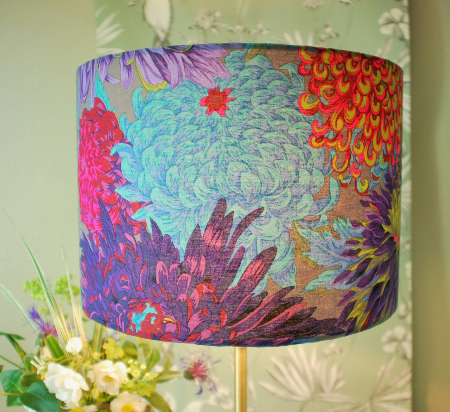 Handmade Antique Japanese Chrysanthemum Lampshade