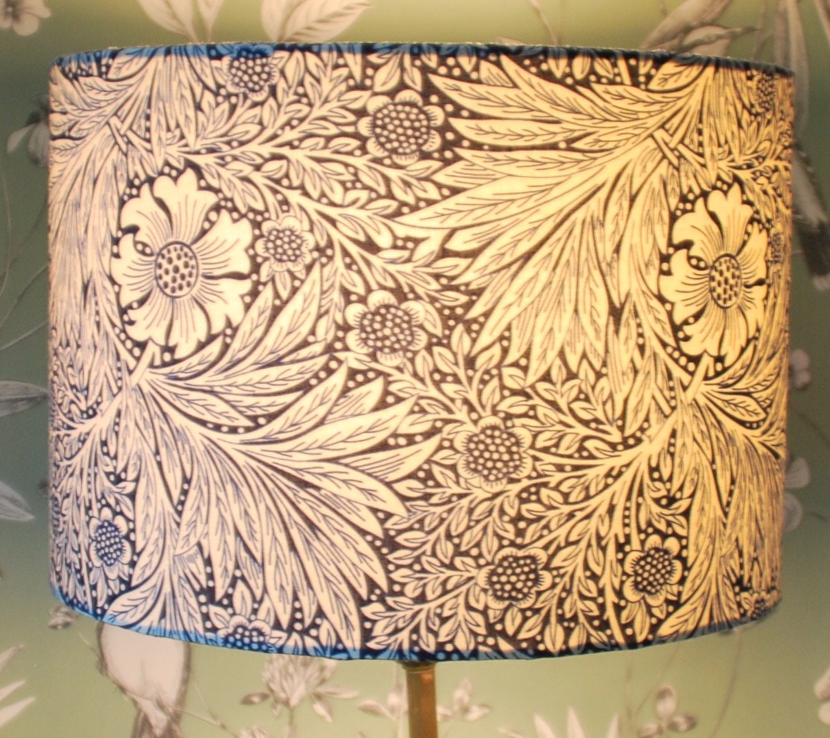 Handmade Navy and Cream William Morris Drum Lampshade
