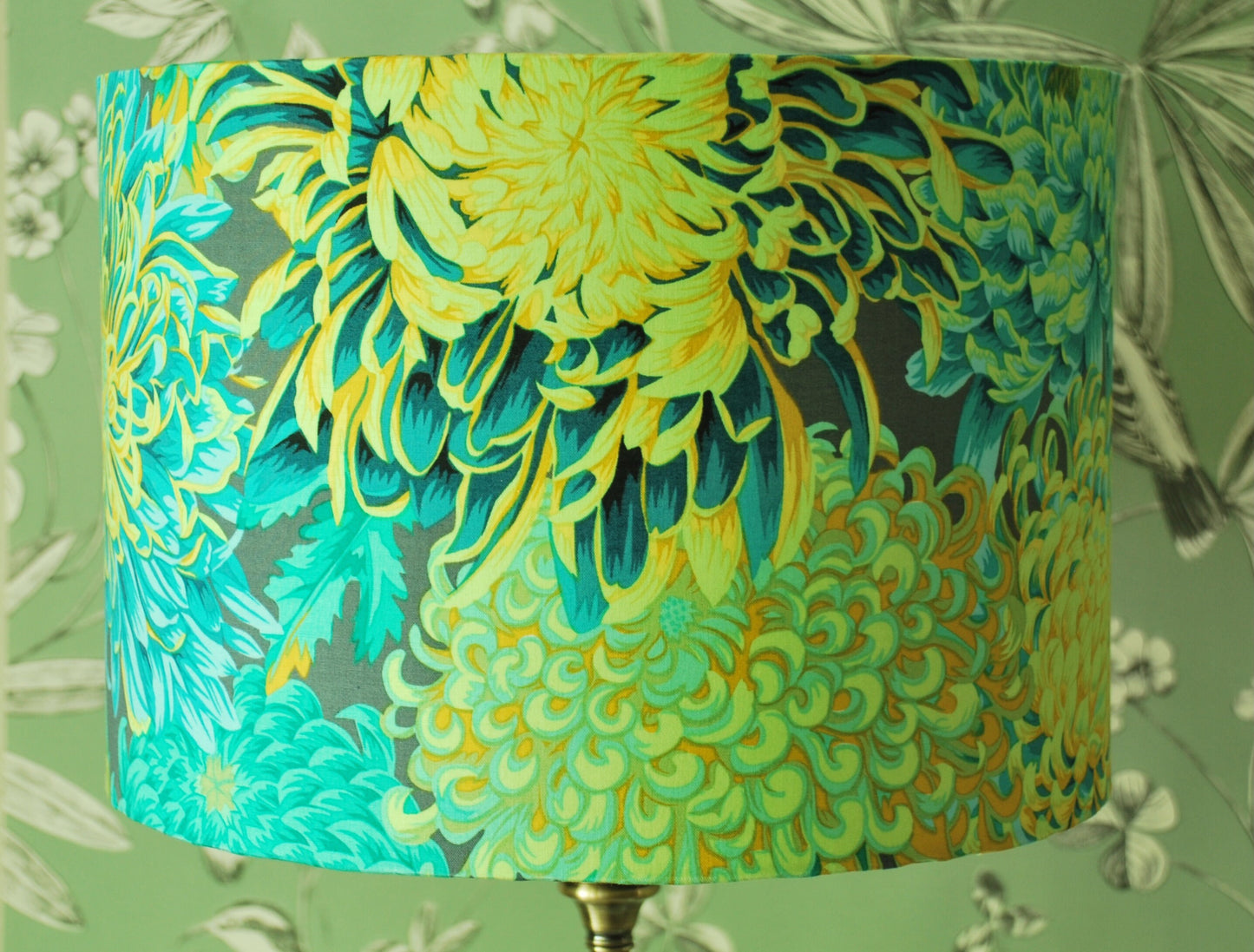Handmade Floral Lampshade Green Chrysanthemum