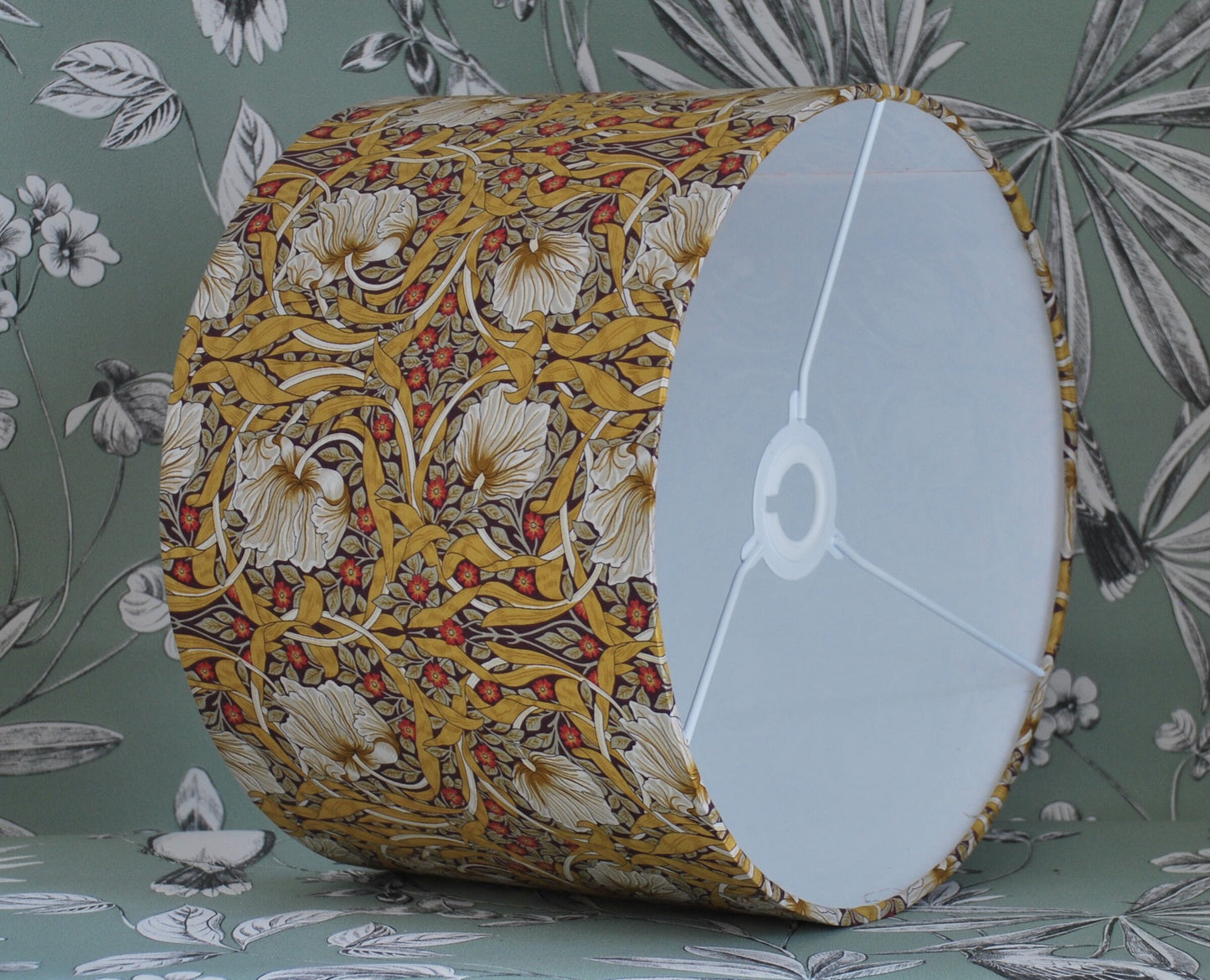 Handmade Mustard & Cream Floral Lampshade. William Morris