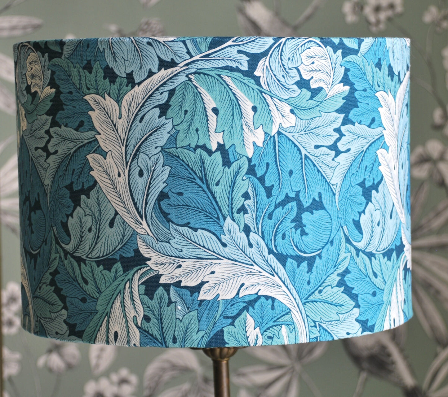 Handmade William Morris Lampshade Teal Acanthus