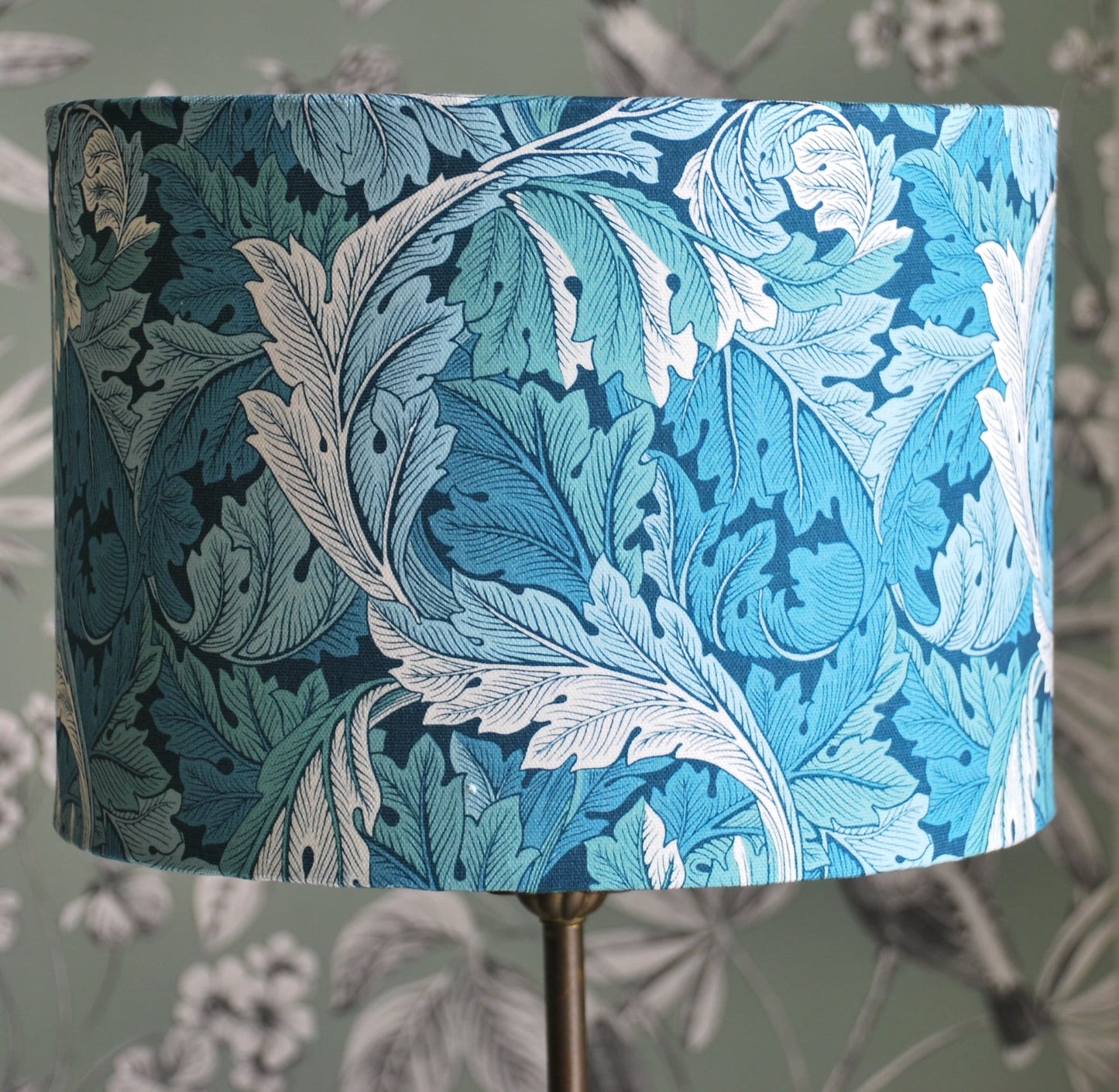Handmade William Morris Lampshade Teal Acanthus