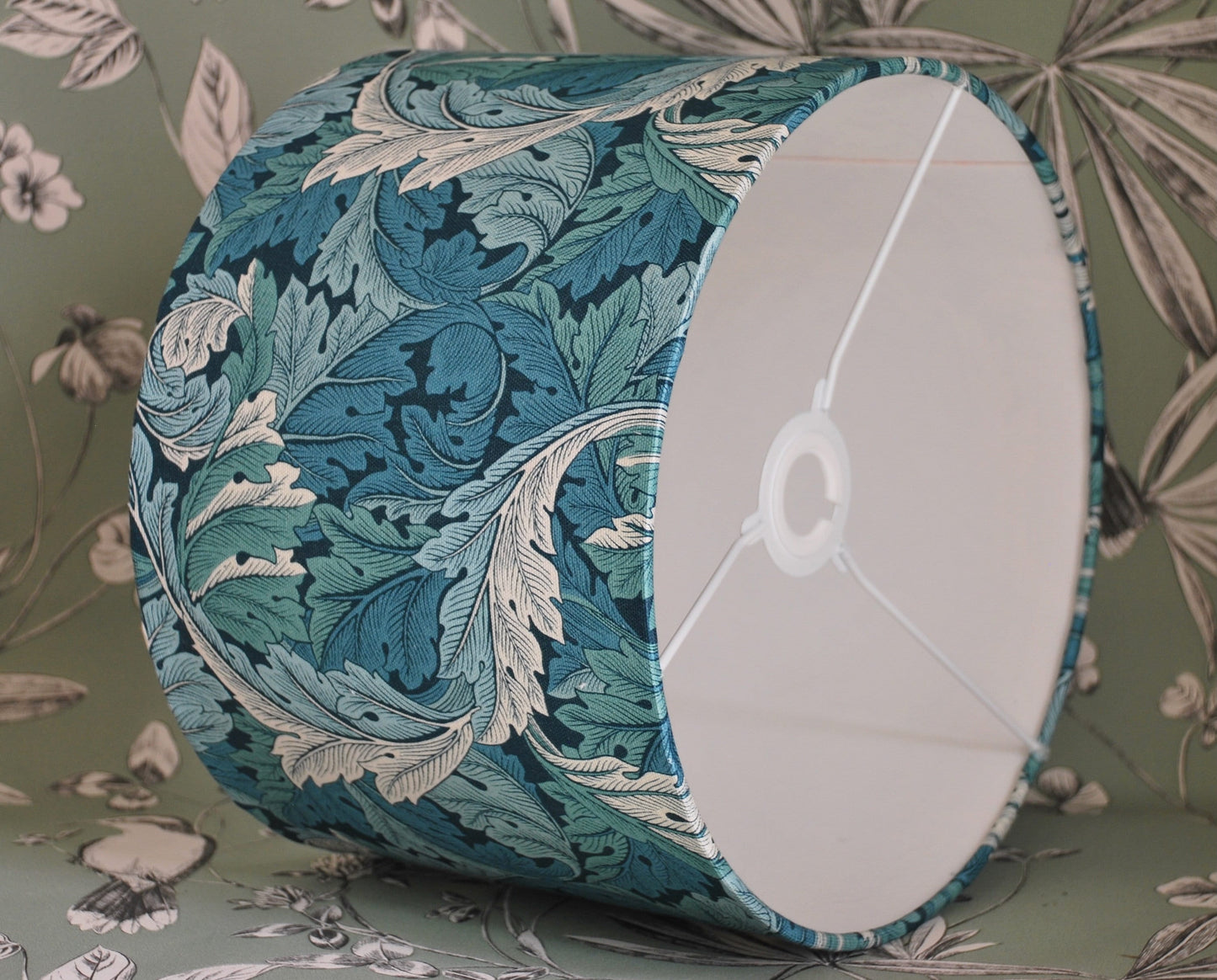 Handmade William Morris Lampshade Teal Acanthus