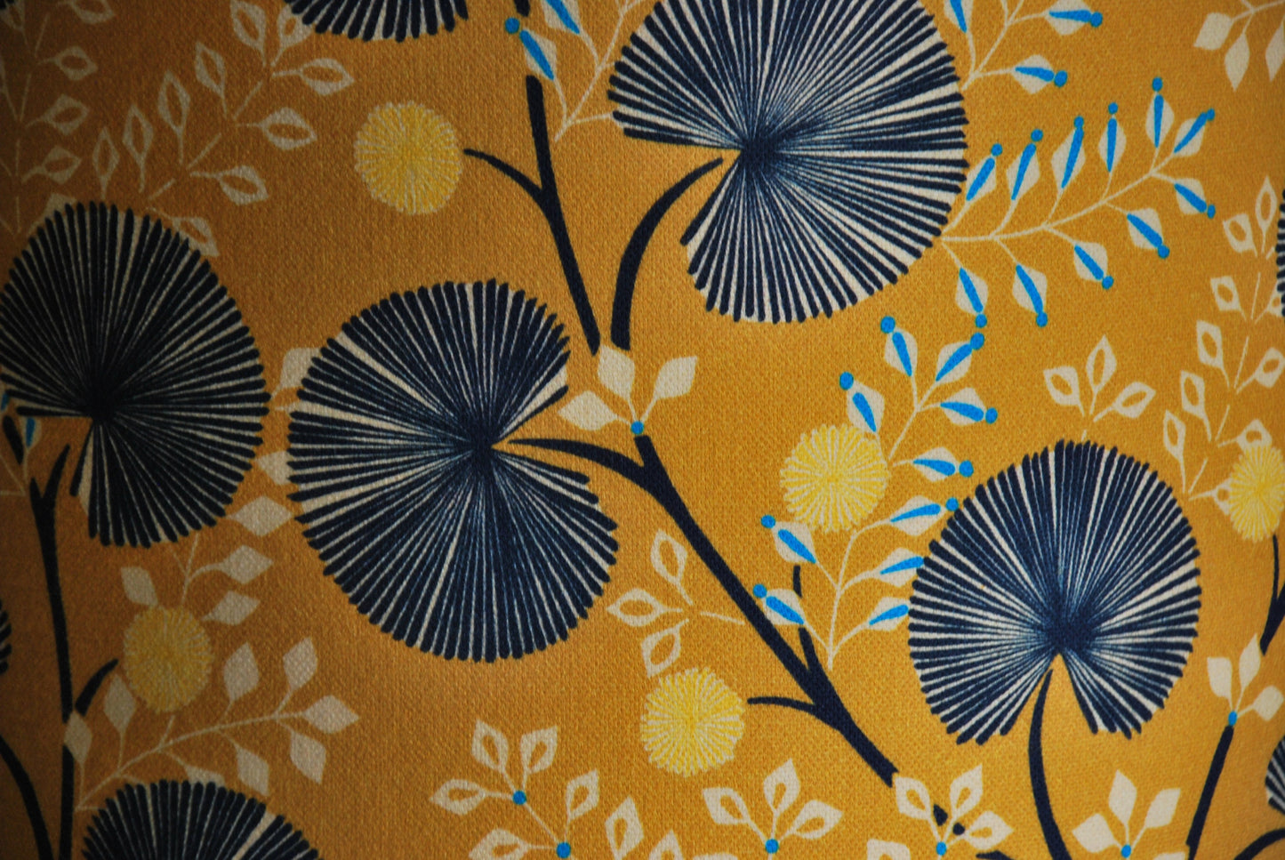 Handmade Floral Lampshade Mustard & Navy