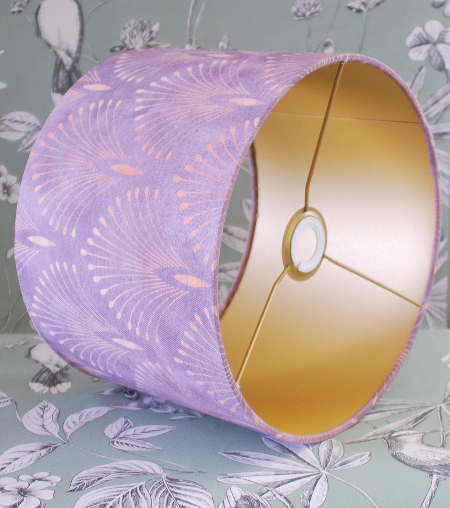 Handmade Art Deco Lampshade Amethyst & Gold