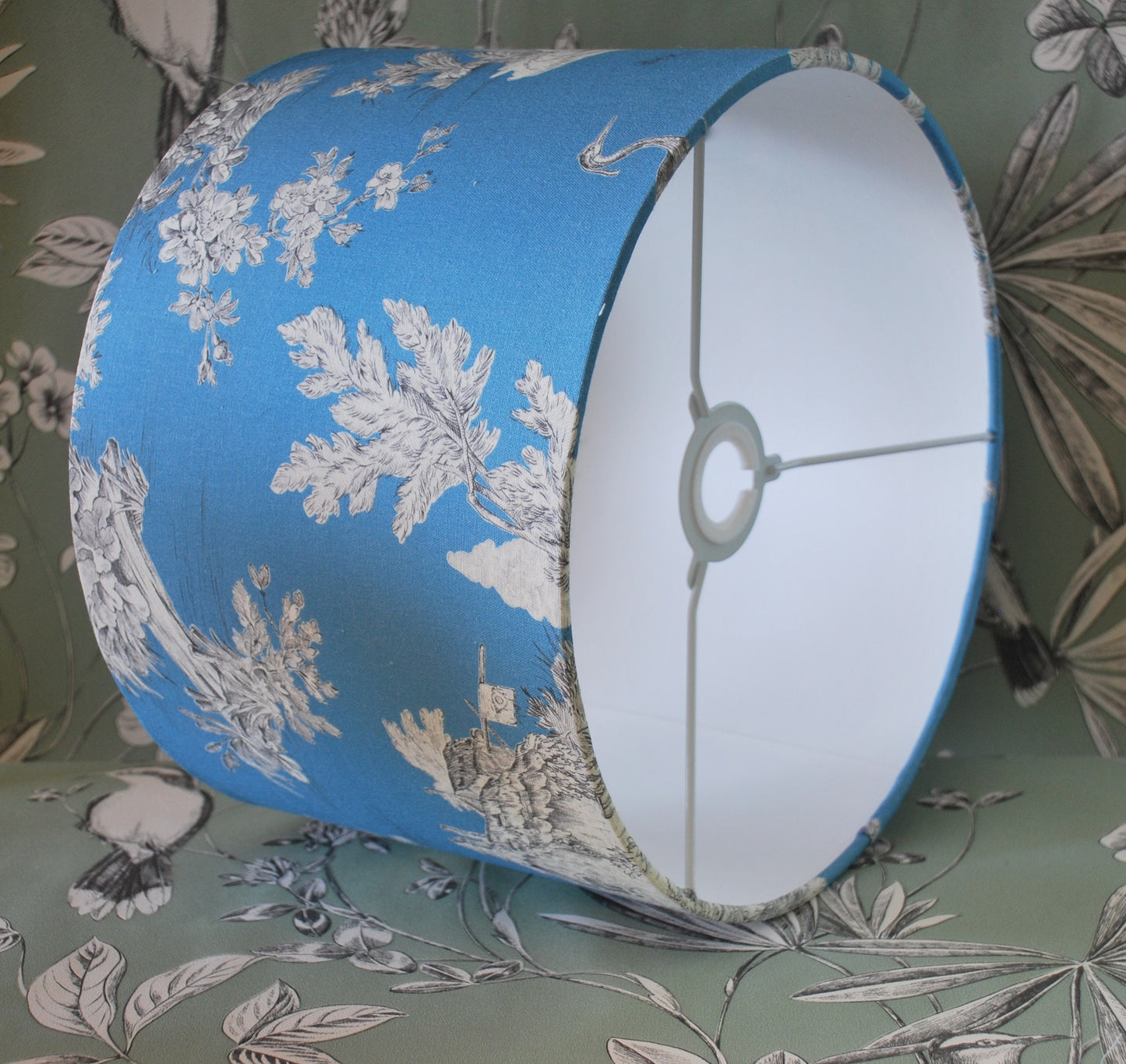 Handmade Sky Blue Toile de Jouy Lampshade