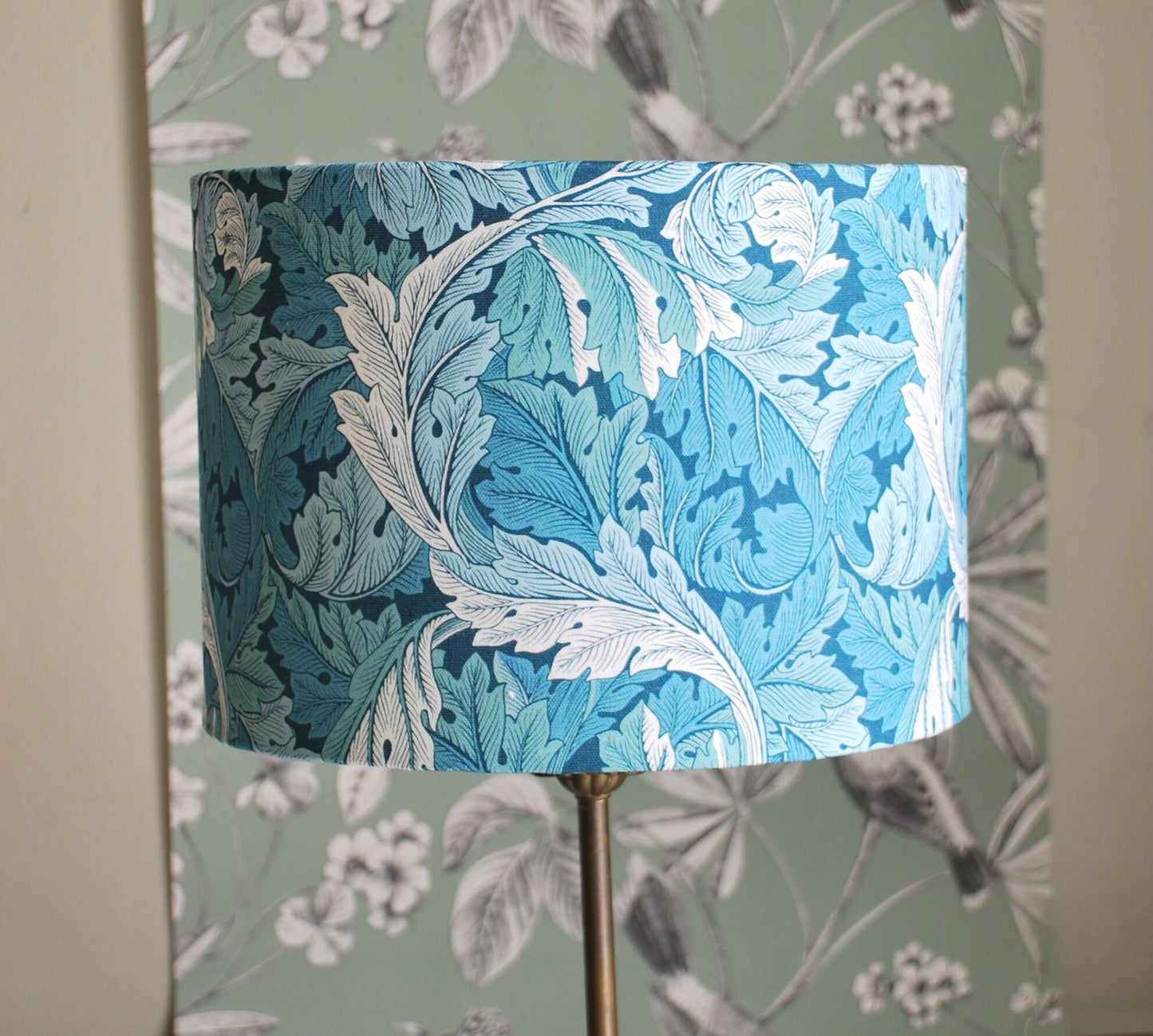 Handmade William Morris Lampshade Teal Acanthus