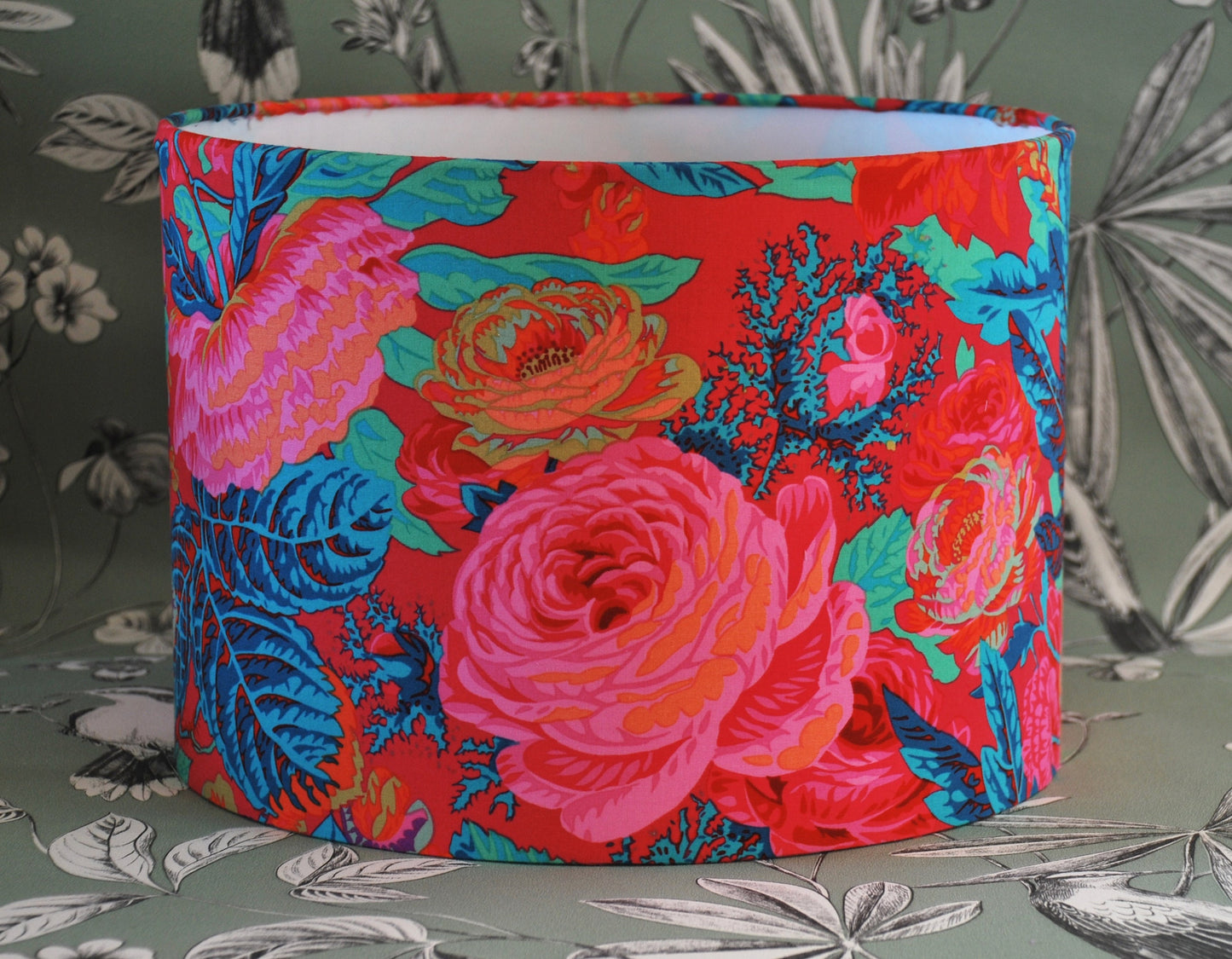 Handmade Red Floral Lampshade Kaffe Fassett Collective