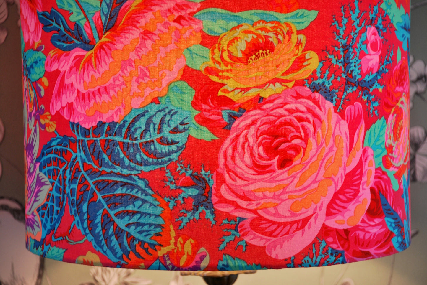Handmade Red Floral Lampshade Kaffe Fassett Collective