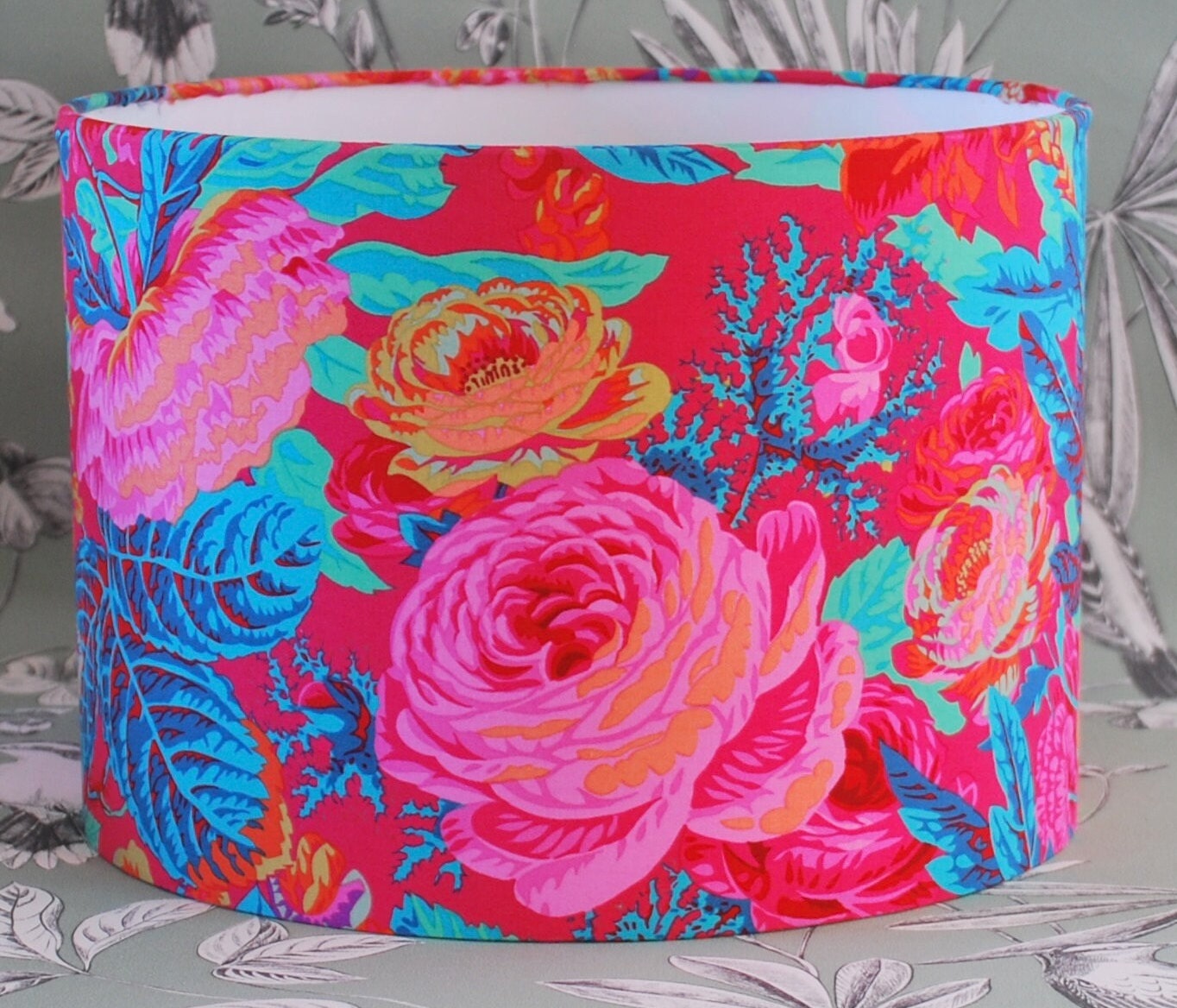 Handmade Red Floral Lampshade Kaffe Fassett Collective