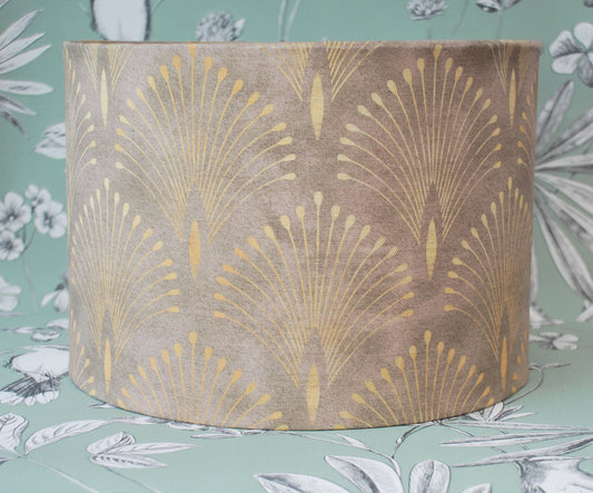 Handmade Art Deco Lampshade Gold Plume