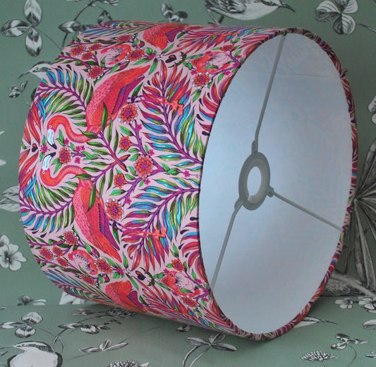 Handmade Pink Flamingo Lampshade. Tula Pink Daydreamer