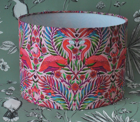 Handmade Pink Flamingo Lampshade. Tula Pink Daydreamer