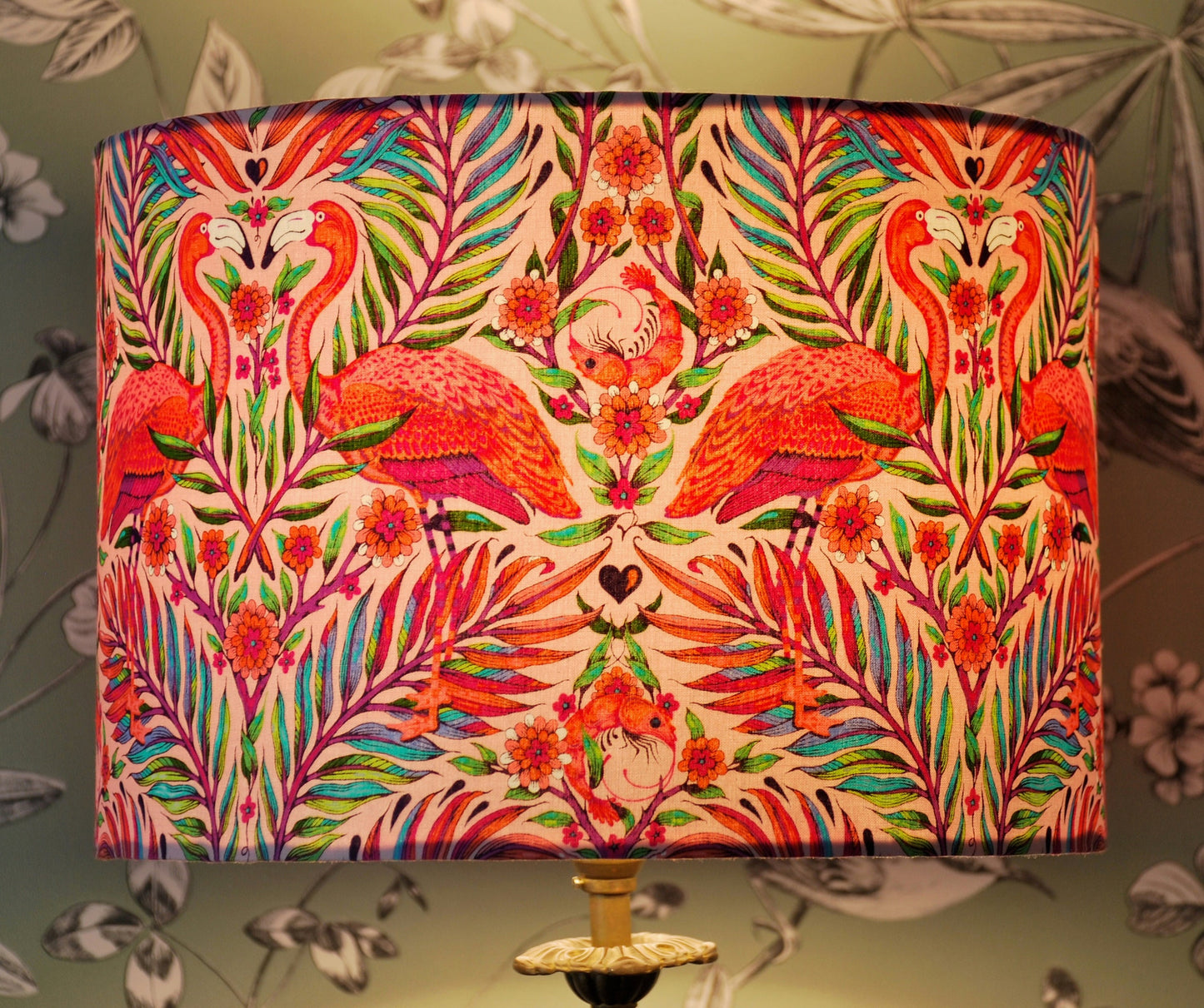 Handmade Pink Flamingo Lampshade. Tula Pink Daydreamer
