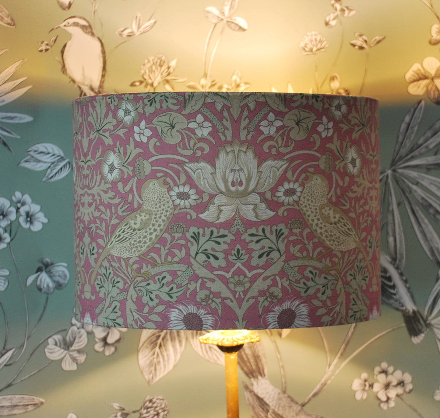 Handmade William Morris Strawberry Thief Magenta Lampshade