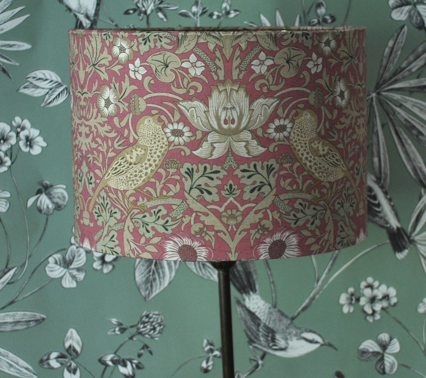 Handmade William Morris Strawberry Thief Magenta Lampshade