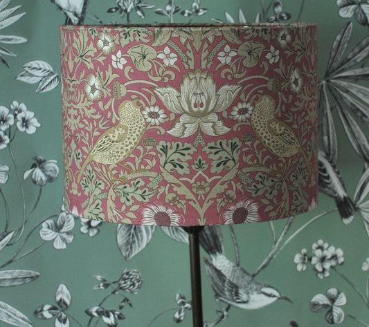 Handmade William Morris Strawberry Thief Magenta Lampshade