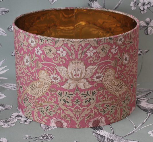 Handmade William Morris Strawberry Thief Magenta Lampshade