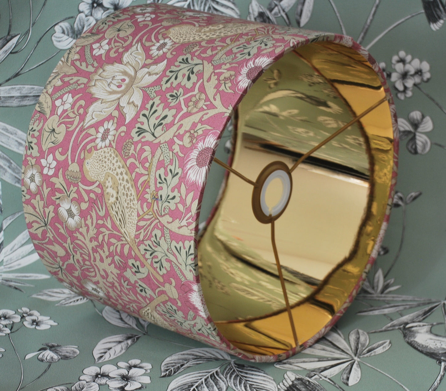 Handmade William Morris Strawberry Thief Magenta Lampshade