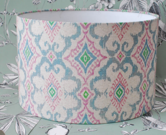 Handmade Ikat Design Lampshade Blue/Green/Cream/Pink