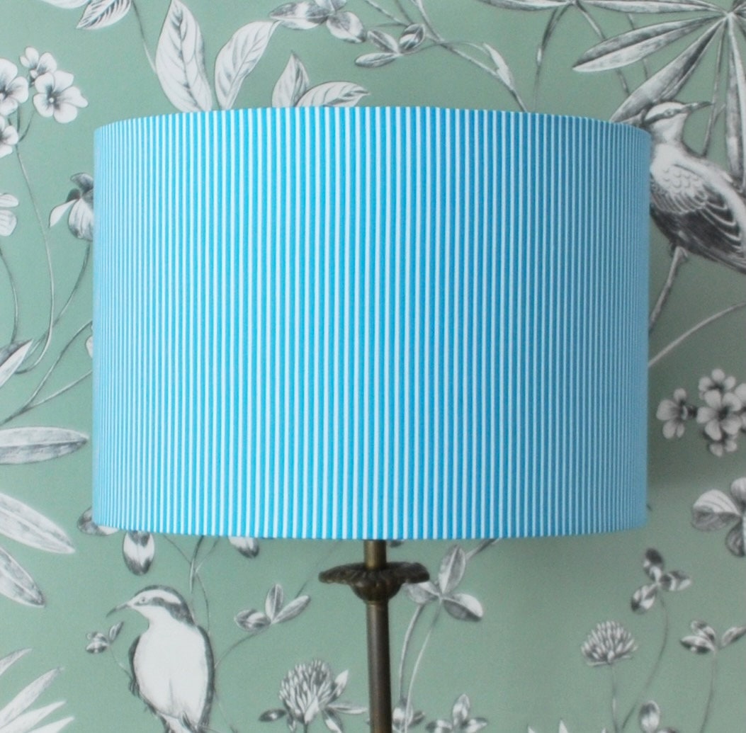 Handmade Turquoise & White Striped Lampshade