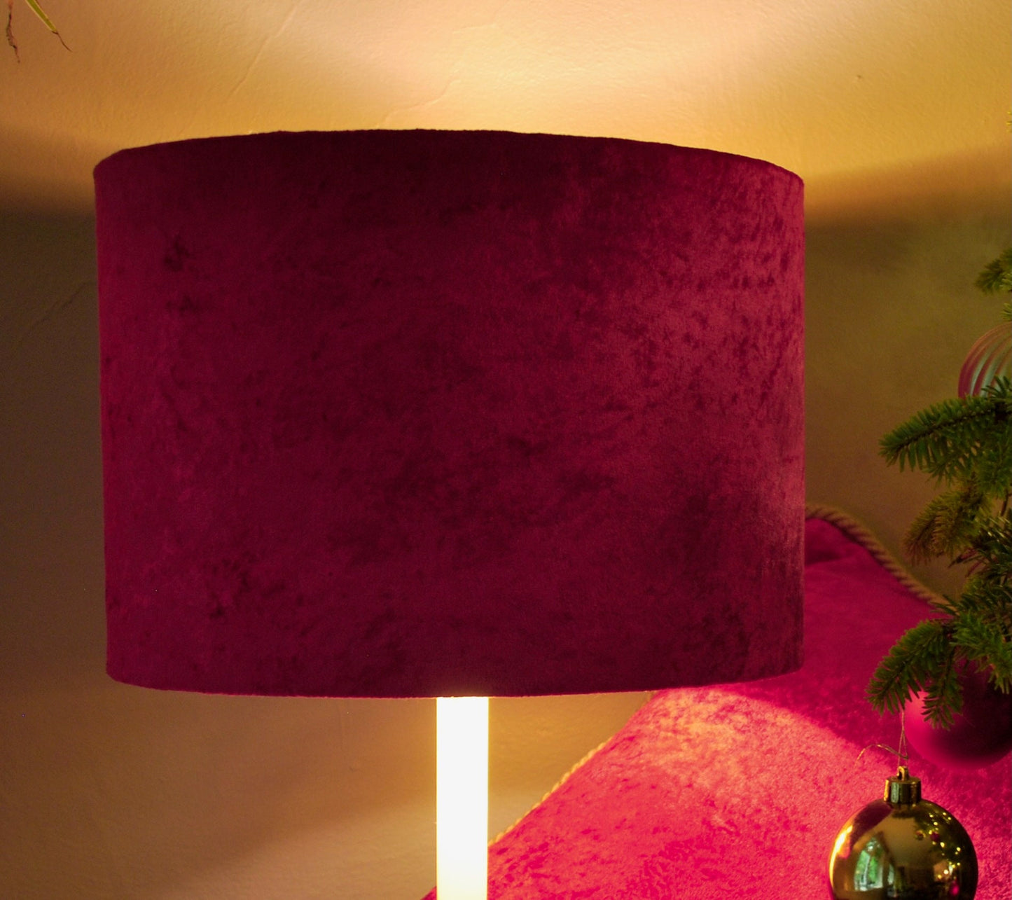 Hand made Magenta Crushed Velvet Lampshade