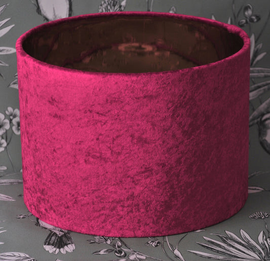 Hand made Magenta Crushed Velvet Lampshade
