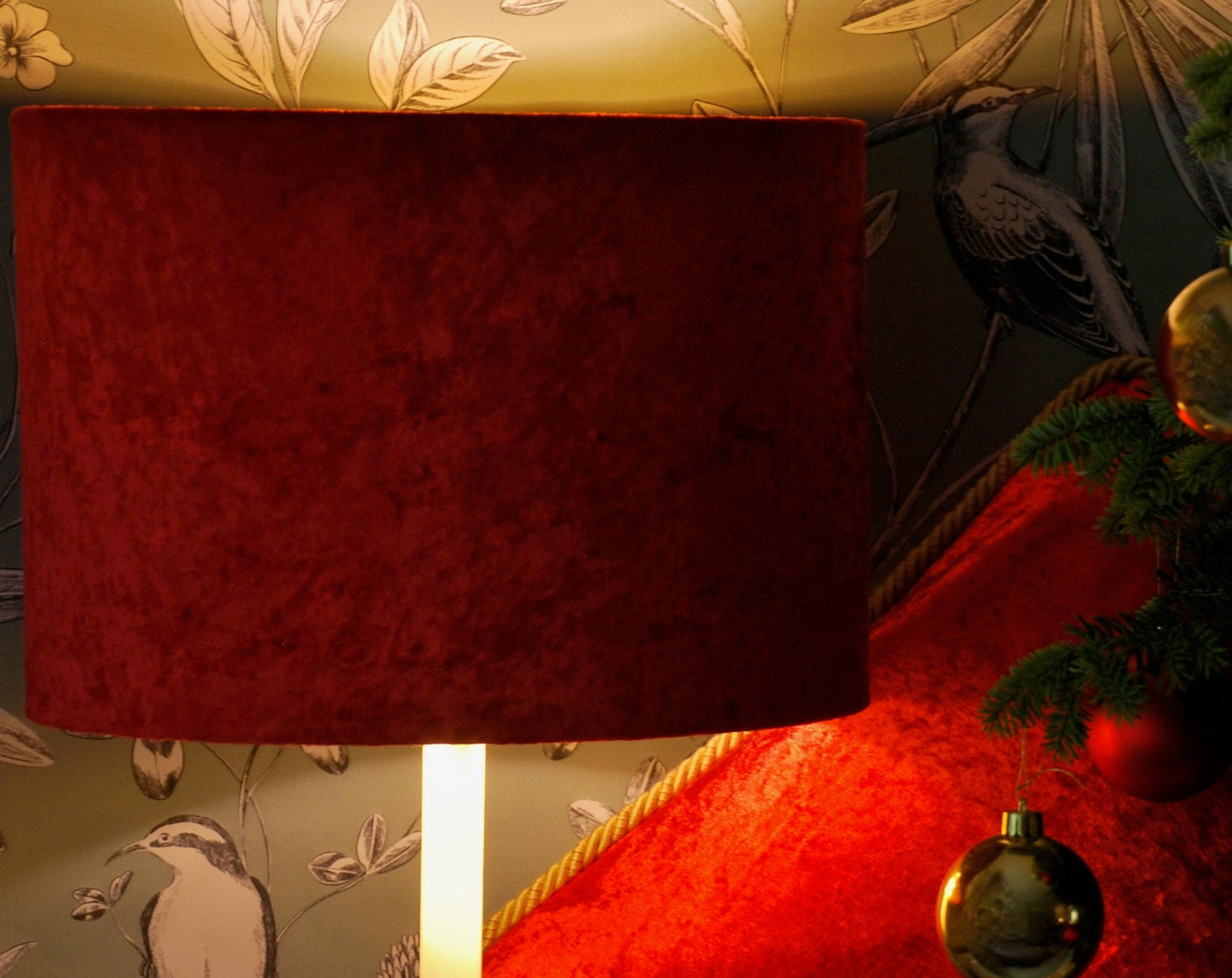 Handmade Red Crushed Velvet Lampshade