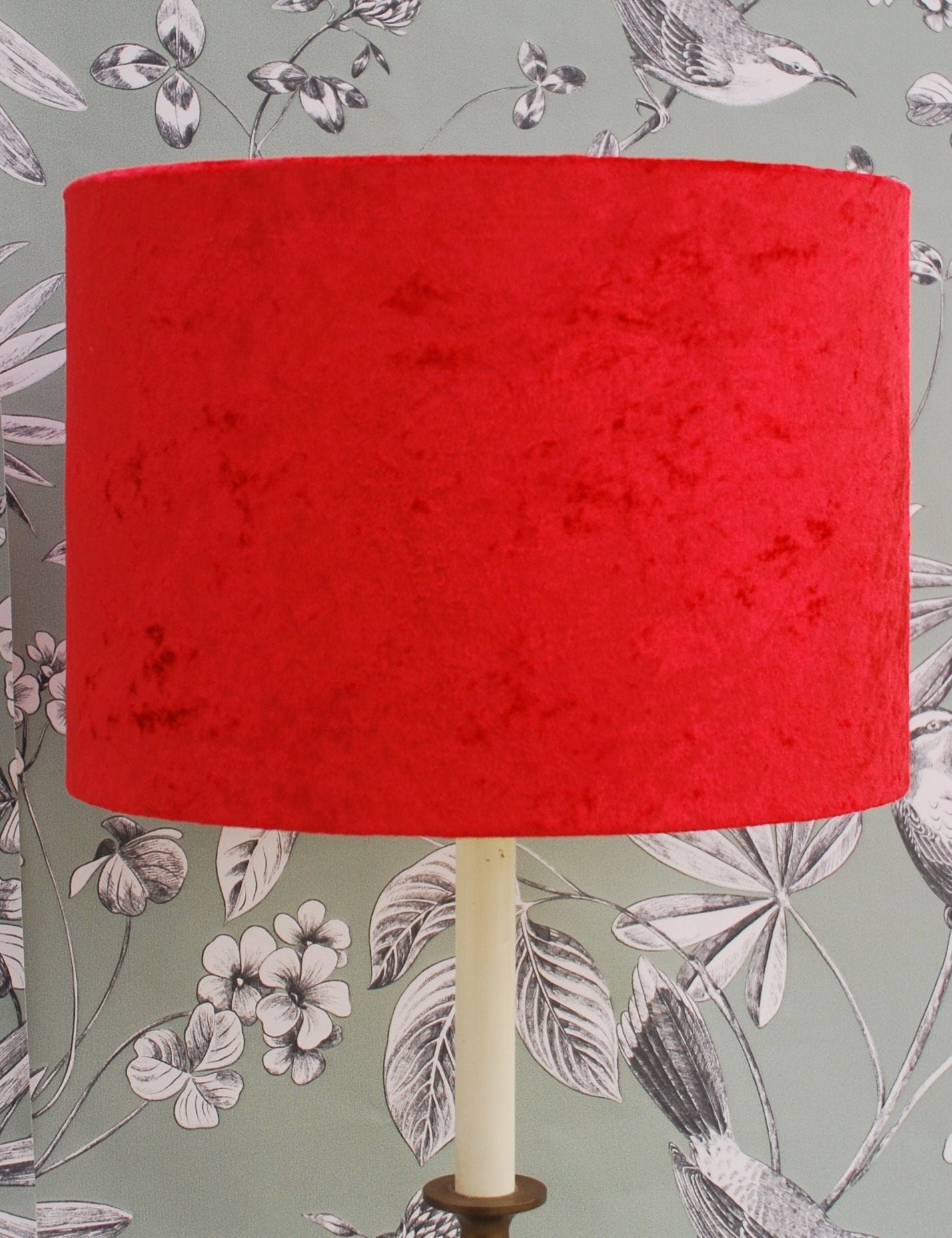 Handmade Red Crushed Velvet Lampshade