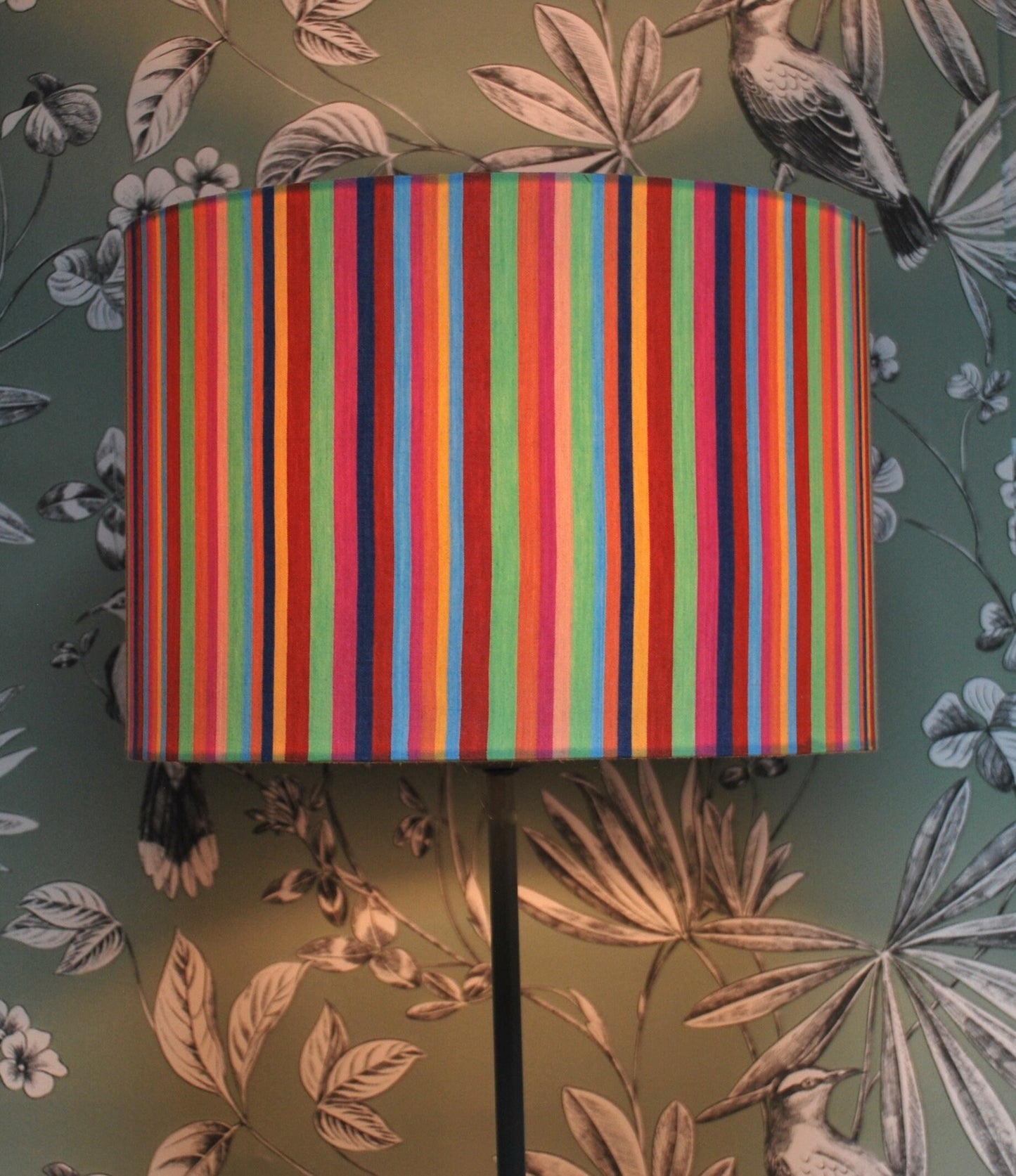Handmade Striped Lampshade. Rainbow Colours